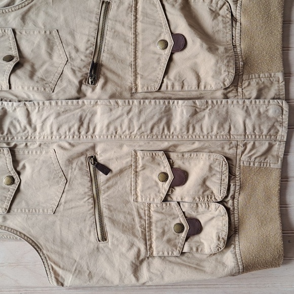 LAUREN Ralph Lauren Khaki Cargo Utility 7 Pockets Outdoor Zip Snap Cotton Vest - Picture 5 of 10